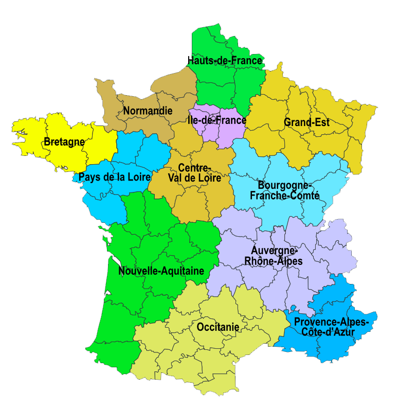 carte des régions de France